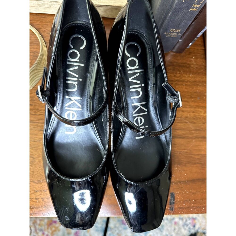 Calvin Klein Women's Black Marlay Mary Jane Block Pump with silver detail - Picture 2 of 6
